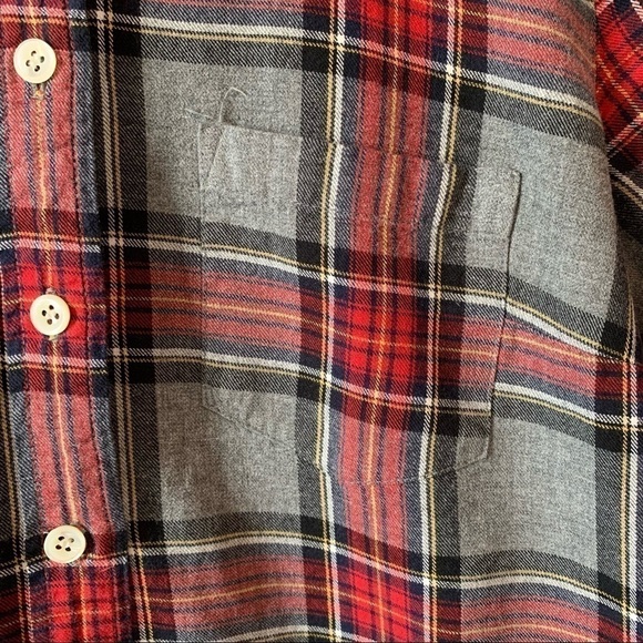 J. Crew Grey & Red Plaid Boy Cotton Button Down Shirt Size 0 - Picture 4 of 14